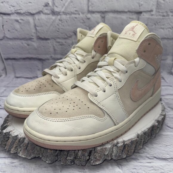 Nike Air Jordan 1 Mid SE Seersucker FQ1926-161 Sneakers Retro Womens Size 12 - Picture 5 of 10